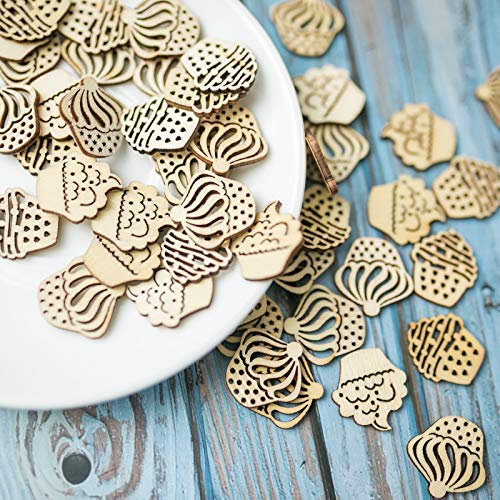 Cake Shape Wood Slices Unfinished Wood Cutout DIY Wooden Craft 100pcs - WoodArtSupply