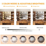 Vabches Makeup Vanity Table with Lighted Mirror & Power Strip, Large Vanity Set Vanity Desk with Lots Storage, 3 Lighting Modes, Brightness Vabches