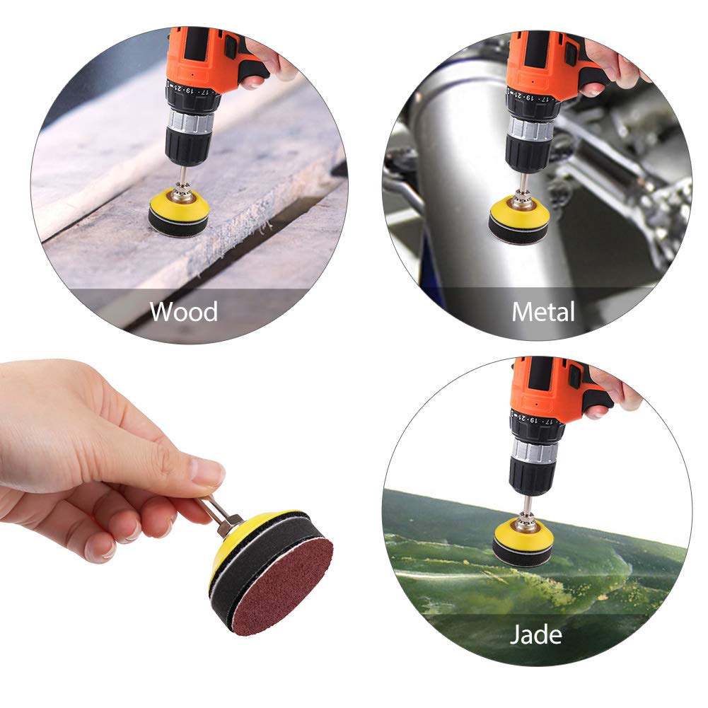 2 Inch Sanding Discs Kit, 100PCS 60-3000 Grit Sandpaper with 1/4" Shank Backing Plate and Soft Foam Buffering Pad, for Drill Grinder Rotary Tool, LotFancy