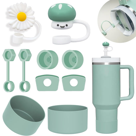 Stanley Cup Accessories Set Including 6 Pcs Silicone Spill Proof Stopper, 2 Pcs Straw Cover Cap for 9-10 mm Straws, 1 Pcs Silicone Boot for Stanley BonneChance