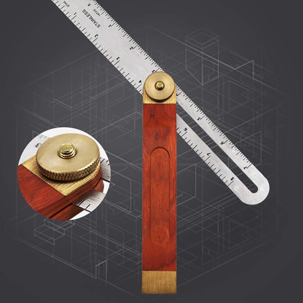 Gentlecarin Blade Ruler,Adjustable Bevel Sliding T-bevel with Hardwood Handle Angle Finder Carpentry Squares for Craftsman Builder Carpenter Cdvgpjs