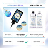 OSBANG 300g UV Resin Crystal Clear Hard UV Cure Epoxy Resin, Upgraded Formula UV Resin, Solar Activated Glue Kit Transparent Resin, Ultraviolet Fast OSBANG