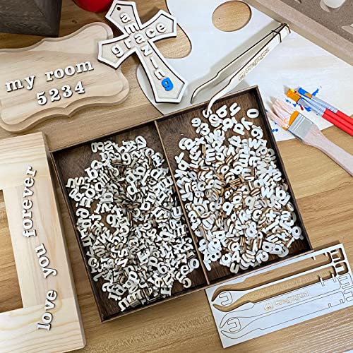 740 Pieces Half Inch Mini Blank Wood Lowercase Letters Unfinished Wooden Numbers with Stained Tray for Scrapbooking DIY Project - WoodArtSupply