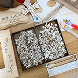 740 Pieces Half Inch Mini Blank Wood Lowercase Letters Unfinished Wooden Numbers with Stained Tray for Scrapbooking DIY Project Cregugua