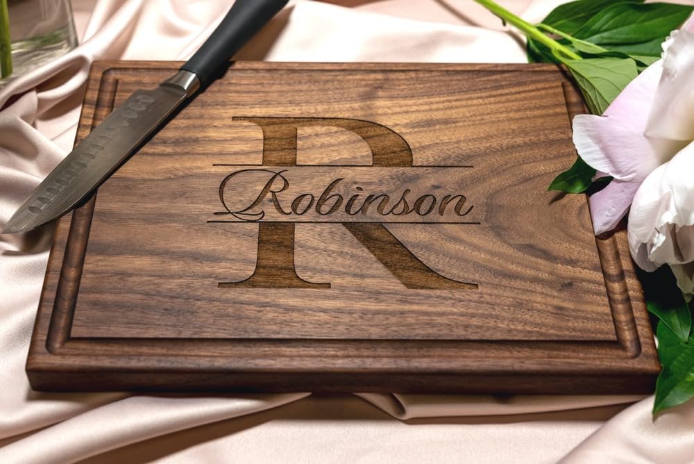 Personalized Cutting Board, Custom Wedding, Anniversary or Housewarming Gift Idea, Wood Engraved Charcuterie, for Friends and Family, Monogram - WoodArtSupply