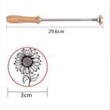 Sunflower Pattern Leather Branding Iron with Wooden Handle – Durable BBQ Heat Stamp for Crafting and Baking SUPERFINDINGS