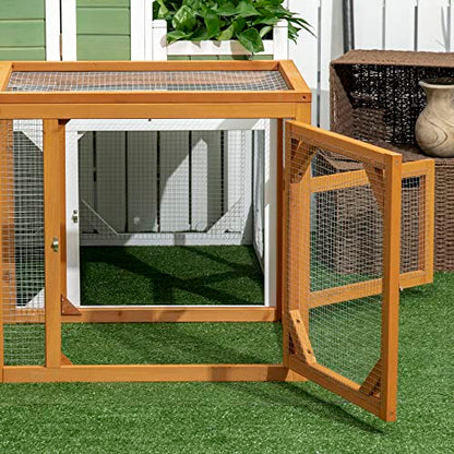 PawHut 55" Wooden Chicken Coop Add-on Expansion, Mini Chicken Coop Outdoor Chicken Run Hen House with Combinable Design