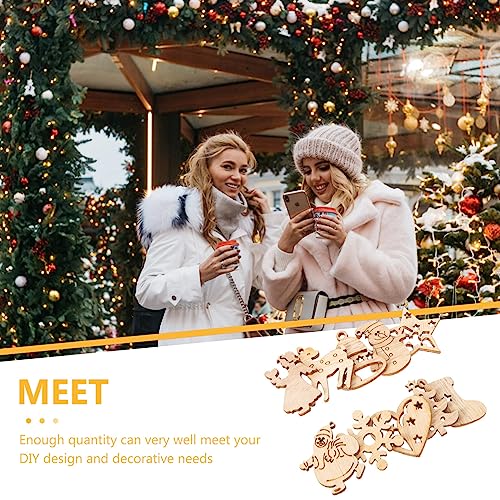 EXCEART Christmas Decorations 100 Pcs Christmas Wooden Ornaments Unfinished Wood Slices Christmas Tree Hanging Decor for DIY Crafts Christmas Holiday EXCEART