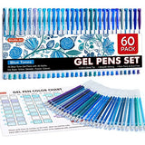 Shuttle Art 60 Pack Blue Tone Gel Pens, 30 Blue Tone Gel Pens with 30 Refills for Adults Coloring Books Journaling Drawing Nature, Landscapes, Shuttle Art