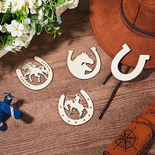 Sewroro Childrens Toys Horseshoe Shape Wood Cutouts: 24pcs Unfinished Wooden Horseshoes Cowboy Wood Cutouts Blank Horseshoes Wood Slices Paint Crafts - WoodArtSupply