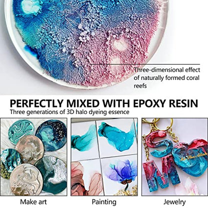 Alcohol Ink Set, 30 Bottles Vibrant Colors Concentrated Alcohol-Based Ink, Metal Dyes, for Resin Petri Dish Making, Epoxy Resin Art, Tumbler Cup