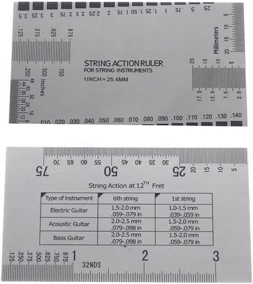 Jiayouy 4Pcs Luthier Tools Set Dual Scale Guitar Neck Notched Straight Edge String Action Gauge Ruler Fret Rocker Fret Leveling Beam for Guitar and - WoodArtSupply