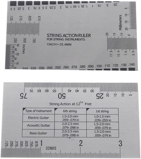Jiayouy 4Pcs Luthier Tools Set Dual Scale Guitar Neck Notched Straight Edge String Action Gauge Ruler Fret Rocker Fret Leveling Beam for Guitar and Jiayouy