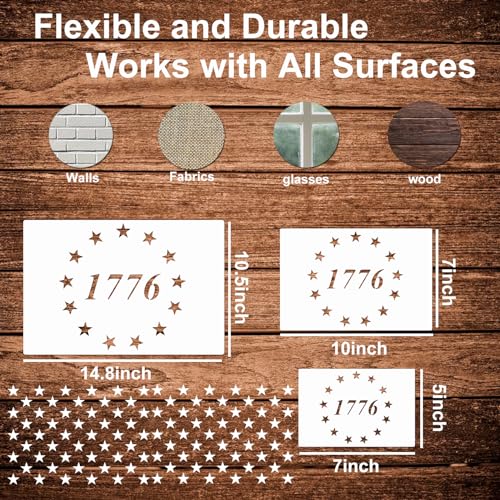 American Flag Stencil Star Stencils for Painting Union 50 Stars 1776 Military We The People Template for Flag Patriotic Wood Burning Stencils for Pkqon
