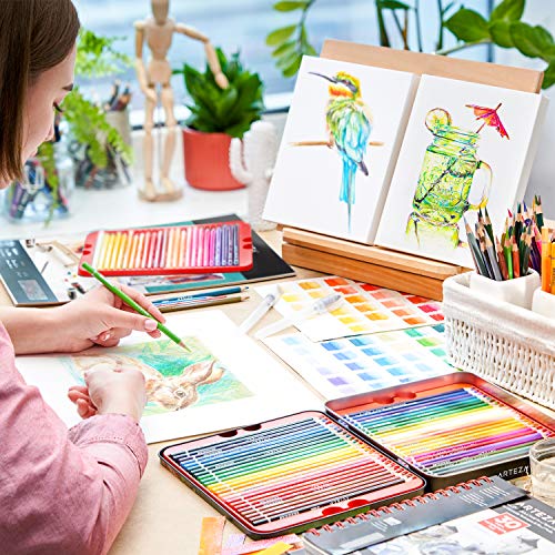 Arteza Watercolor Drawing Art Set, Watercolor Pencils and Foldable Canvas Paper Bundle Painting Set, DIY Kit, Art Supplies for Artists & Hobby ARTEZA