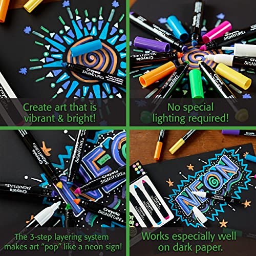 Crayola Signature Neon Markers, Light Effects, 6 Count, Gift for Teens & Adults Crayola