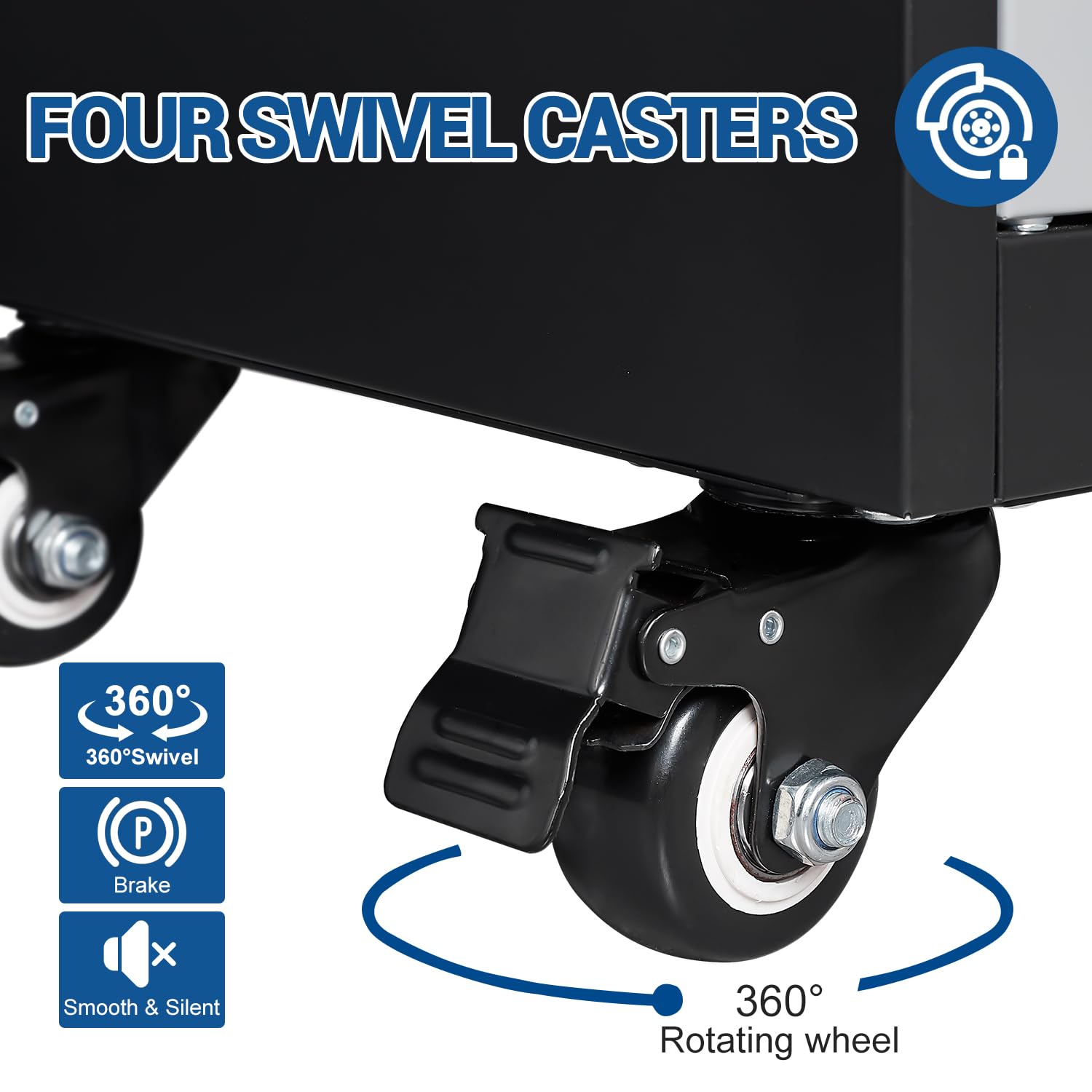 Fesbos 73" Metal Cabinet-Black&Gray Heavy Duty Rolling Storage Cabinet Steel Tool Cabinets with Wheels, Shelves, Lockable Doors and Drawers- for Fesbos