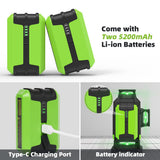 Huepar 4x360 Laser Level Self-leveling 16 Lines Green Beam 4D Cross Line Tiling Floor Tool-2 x 360 Horizontal & 2 x 360 Vertical Laser Lines with Two Huepar