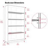 Wood Bookcase 5-Shelf Freestanding Display Wooden Bookshelf for Home Office School (11.6" D*33" W*59.8" H,Cherry) Sunon