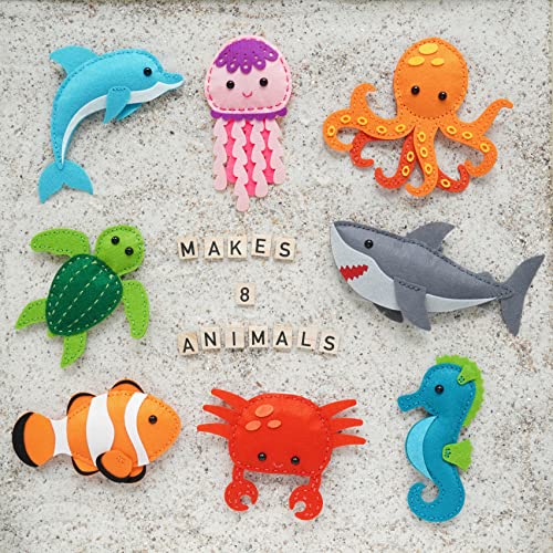 Craftorama Sewing Kit for Kids, Fun and Educational Sea Animal Craft Set for Boys and Girls Age 7-12, Sew Your Own Felt Animals Craft Kit for - WoodArtSupply