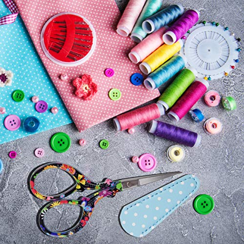 Hisuper Sewing scissors sharp Embroidery Crafting Threading Scissors with Leather Scissors Cover for Needlework Craft Art Work Manual Handicraft DIY Hisuper