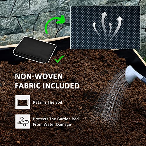 Outsunny Raised Garden Bed with Trellis, 2 Tier Wooden Elevated Planter Box with Legs and Metal Corners, for Vegetables, Flowers, Herbs, Natural Outsunny