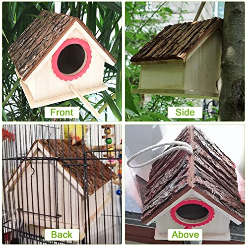 kathson Bird House for Outside Clearance Parakeet Nesting Box Wooden Houses Hanging Wood Breeding Outdoor Parrot Birdhouse Natural Aviary Cage - WoodArtSupply