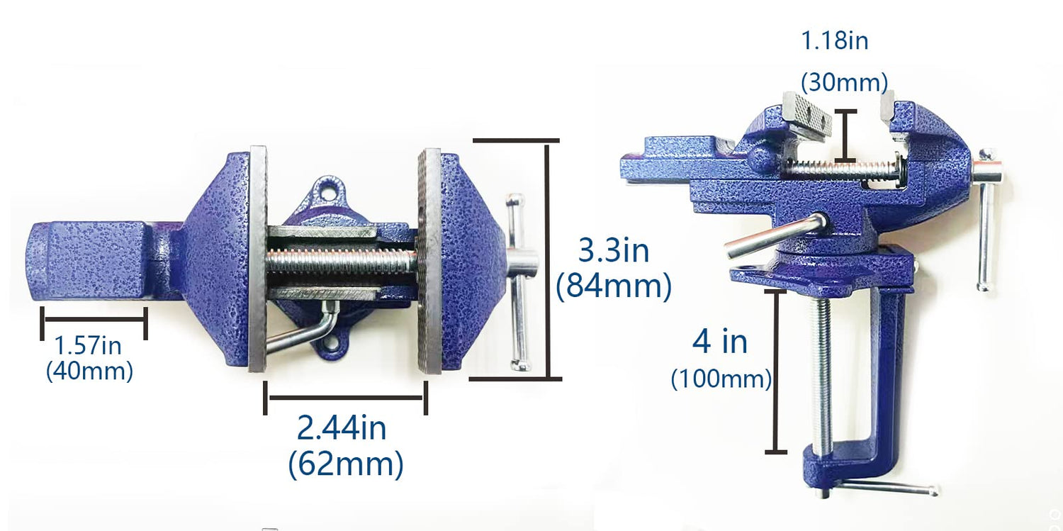 MYTEC Bench Vise or Table Vise, multifunctional jaw, multi-functional Combined Vise with Quick Adjustment, Universal Rotate 360° Work Clamp-On Vise, MYTEC