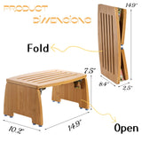 Lyellfe Bamboo Folding Step Stool, Non-Slip Leg Shaving Foot Rest Chair, Foldable One Step Stool for Home, Adults, Support up to 300lbs, Fully Lyellfe