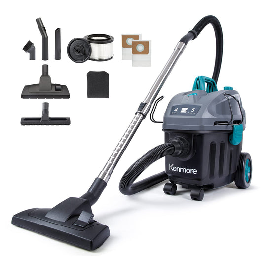 Kenmore KW3050 Wet Dry Canister Vac 4 Gallon 5 Peak HP 2-Stage Motor Shop Vacuum Cleaner with Washable HEPA Filter & Dust Bags for Hard Floor & - WoodArtSupply