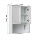 VANIRROR White Wooden Bathroom Wall Cabinet with Adjustable Shelves and Buffering Hinge Design VANIRROR