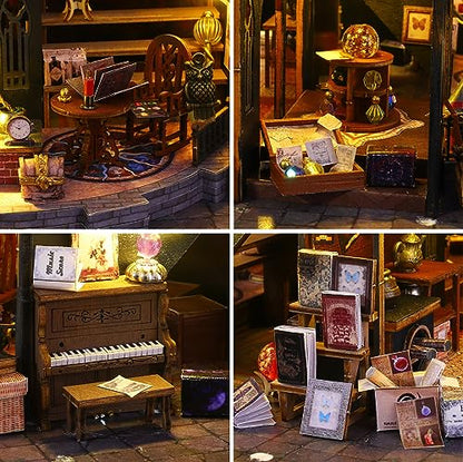Spilay Dollhouse Miniature with Furniture,DIY Wooden Crafts Magic Doll House Mini Handmade Kit with Dust Proof Cover and Music Movement,1:24 Scale