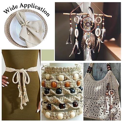 Craftdady 200Pcs Large Hole Barrel Wood European Loose Beads 4 Colors Natural Wooden Dreadlock Hair Braid Beads 16x16-17mm for Macrame Rosary Craftdady