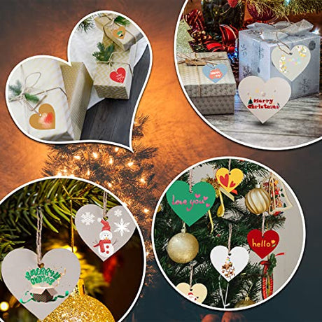 80Pcs 3" Wooden Hearts for Crafts, Wood Predrilled Hearts Cutout Slices, DIY Unfinished Wooden Ornaments Embellishments, Heart Sign Tag for Focal20