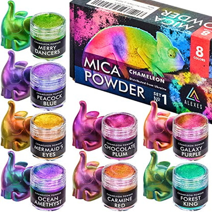 Chameleon Mica Powder – Epoxy Resin Color Pigment Powder - Color Shift Mica Powder - Epoxy Resin Pigment Powder 8 Colors Jars Set 1 – Chameleon - WoodArtSupply