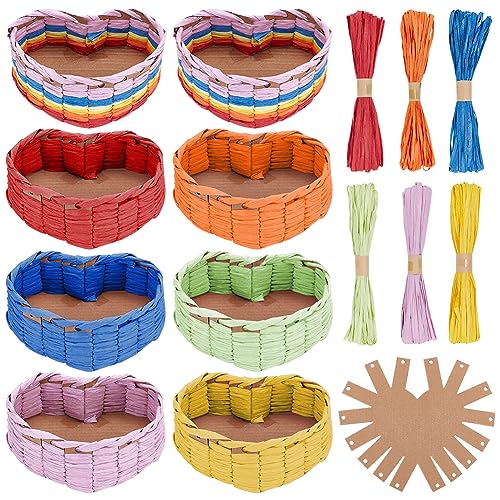 FREEBLOSS 8 Set Heart Style Basket Weaving Kit Introductory Sewing for Beginners, Creative Woven Bowl Suitable for for Kids Arts and Crafts Projects FREEBLOSS