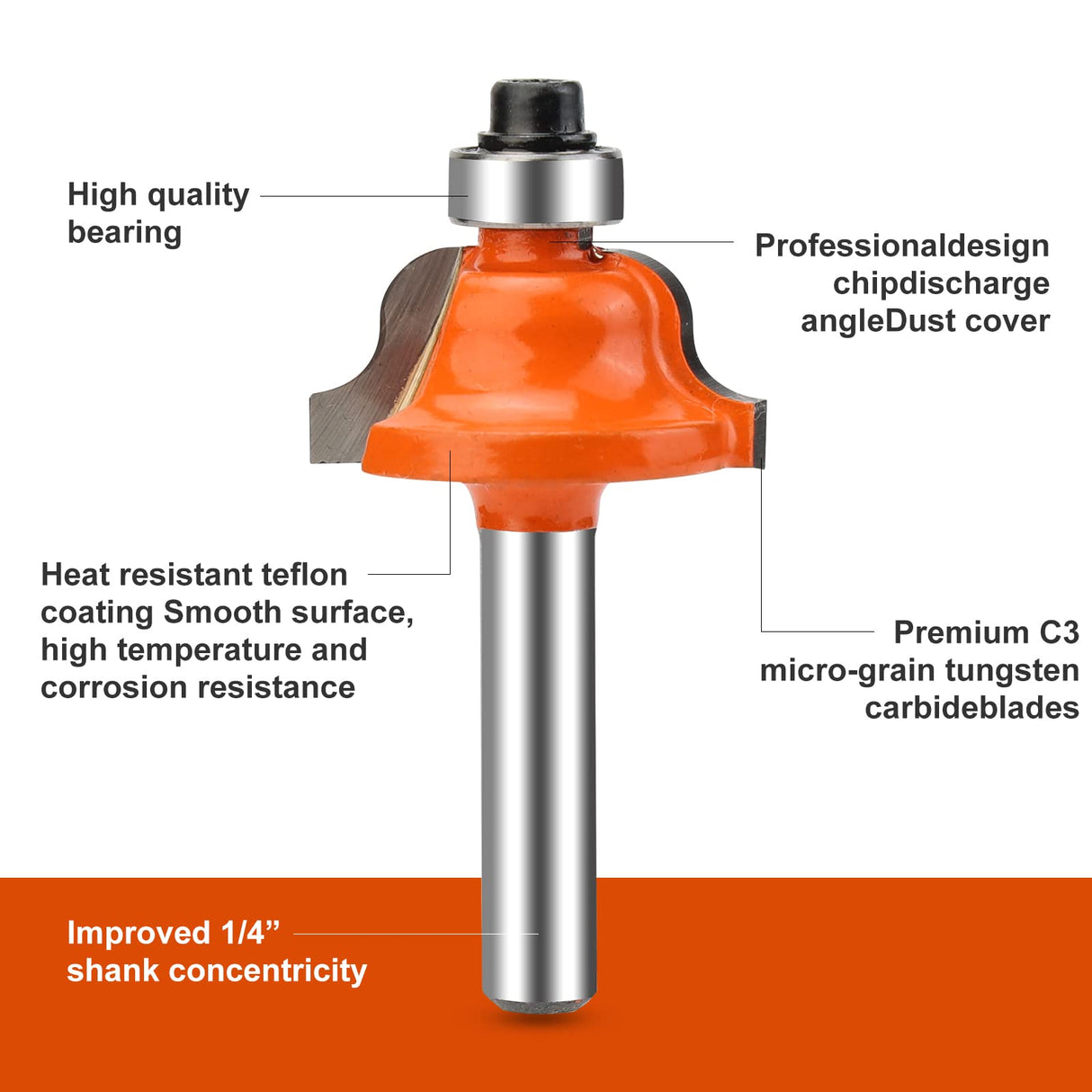 Yueqing Zhongji 1/4 Shank Router Bit Set Router bit Set 1/4 Shank 12 Piece Router bit Set Tungsten Carbide Router Bit Professional Level Router bits Yueqing Zhongji