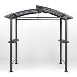 Aoodor 8 x 5 ft. BBQ Grill Gazebo Shelter, Dark Gray Steel Frame and Brown Double-Tier Polycarbonate Top Canopy, with Side Shelves, for Outdoor, Aoodor