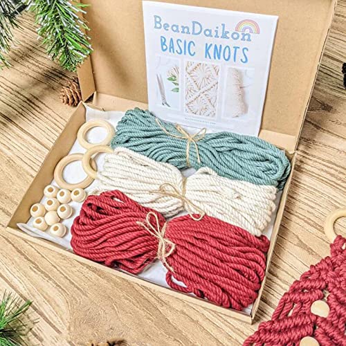 BVCED Christmas Tree DIY Kit,3 Set Christmas Macrame Woven Tree DIY Kit for for Beginners Christmas Tree Ornaments Holiday Wall Hanging Decor BVCED
