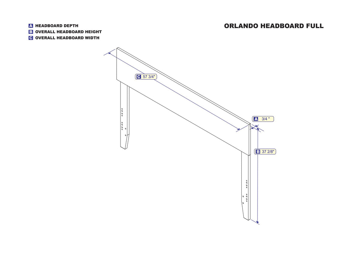 Atlantic Furniture Orlando Full Walnut Headboard - Modern Design in Solid Hardwood AFI