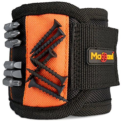 MagBand Magnetic Wristband for Holding Screws, Nails and Drilling Bits - 10 Strong Magnets - Men & Women's Tool Bracelet - Gift Ideas for Dad Husband - WoodArtSupply