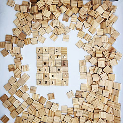 XYSMZM 400 Pcs Wood Blank Letter Tiles, Wooden Blank Scrabble Tiles for DIY Craft Supplies Decoration