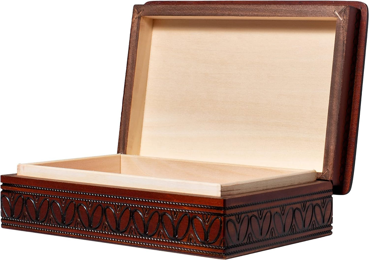 JEWELRY WOODEN BOX Handmade Linden Wood Keepsake, Made in Poland Enchanted World of Boxes