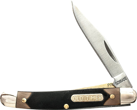 Old Timer 18OT Mighty Mite 4.7in Stainless Steel Traditional Folding Pocket Knife with 2in Clip Point Blade, Nickel Silver Bolsters, and Sawcut Old Timer