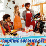 Xtinmee 12 Sets Afro Girl Painting Kit Bundle Include Wood Easels Pre Drawn Drawing Board Nylon Brush Palettes Plain Aprons Tassels and Metal Ring Xtinmee