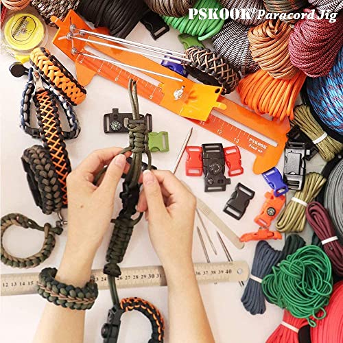 PSKOOK Paracord Bracelet Jig Kit,Paracord Tool Kit Adjustable Length Weaving DIY Craft Maker Tool,Paracord Lacin Needles and Smoothing Tool 6 PSKOOK