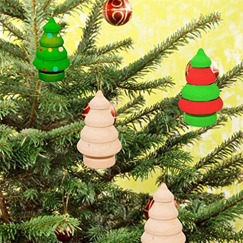 FOMIYES 10pcs Unfinished Mini Christmas Trees for DIY Crafts Wooden Unfinished Miniature Trees Drawing Doll Toy Wooden Peg Doll for Home Decoration FOMIYES
