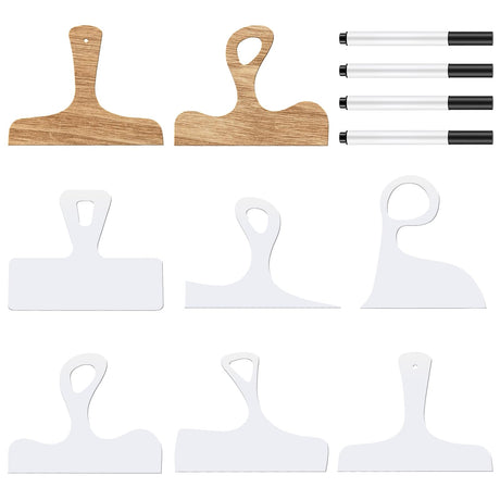 TRINKA Charcuterie Board Template Set - 6 Pcs Acrylic Router Templates for Woodworking | Handle Cutting Board Templates with 4 Pens | Angled Curvy TRINKA