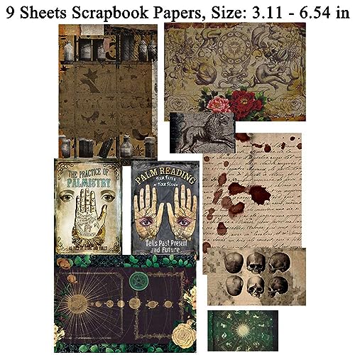 Vilikya Dark Academia Junk Journal Supplies, Vintage Skull Decoupage Paper for Scrapbook Kit, 45pcs Astrology Ephemera for Junk Journals, Mushroom - WoodArtSupply