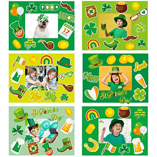 chiazllta 30 Packs St. Patrick Day Picture Frame Craft Kits for Kids St. Patrick DIY Craft Heart Art St. Patrick Day Party Decoration Favor Home